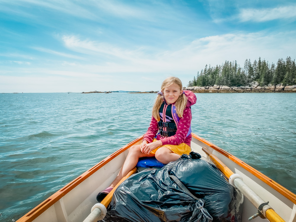 Maine Island Camping: Camping gear in plastic bags