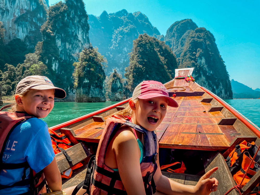 Enjoying the Boat Ride on Cheow Lan Lake in Khao Sok National Park