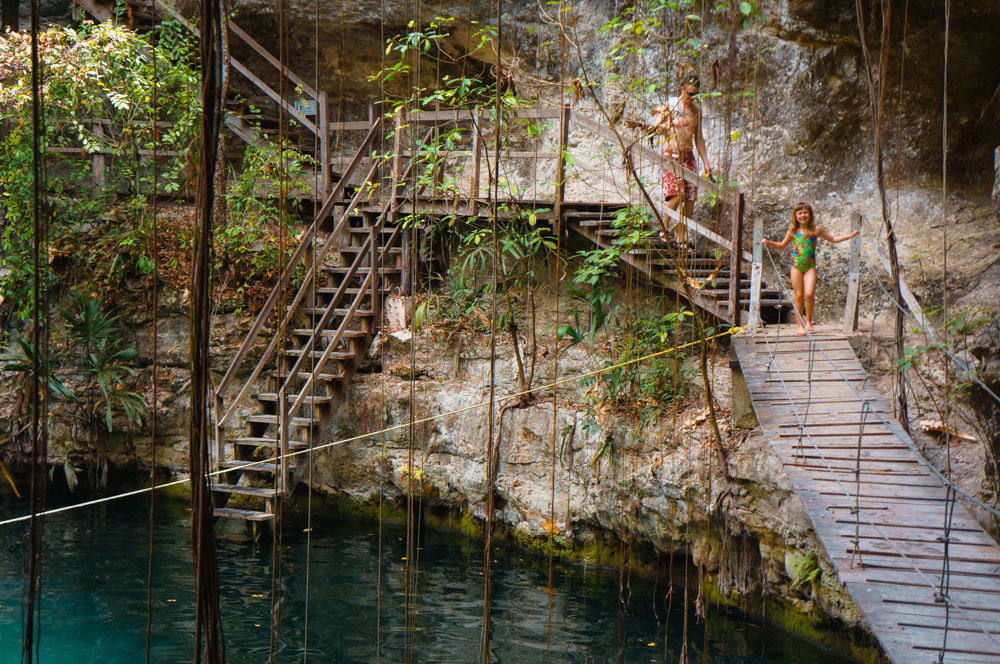 Ek Balam Ruins and Cenote X canche: Walking down to the cenote