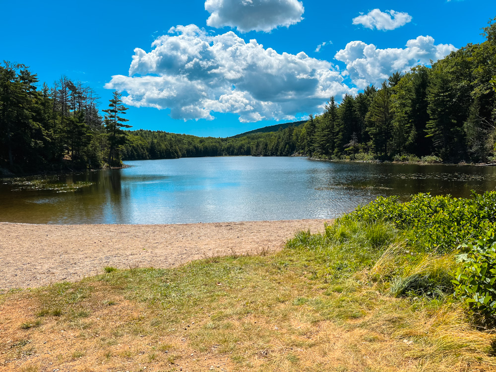 The Beach at Lake Wood Pond (take the trail on the left to get to the cliffs)