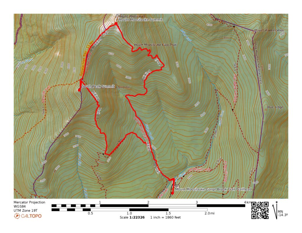 Mount Moosilauke Gorge Brook Trail and South Peak Loop