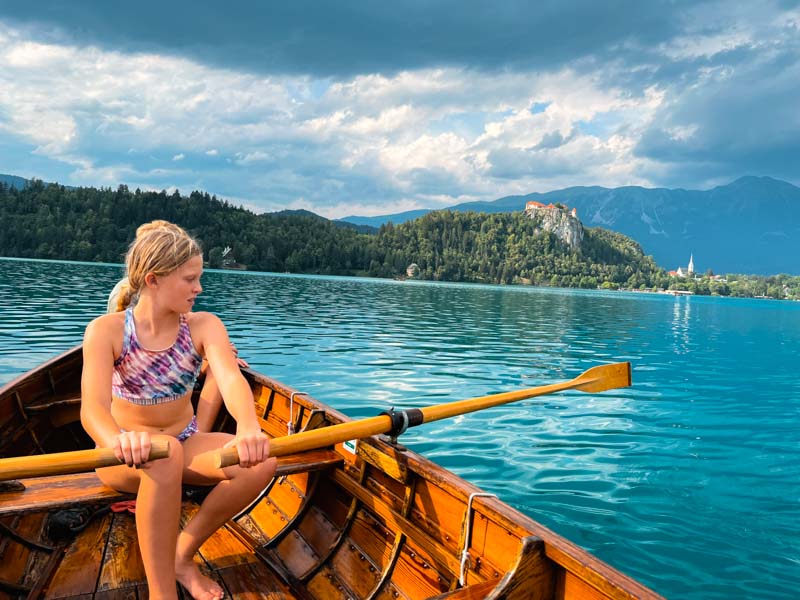 Rowing on Lake Bled in Summer