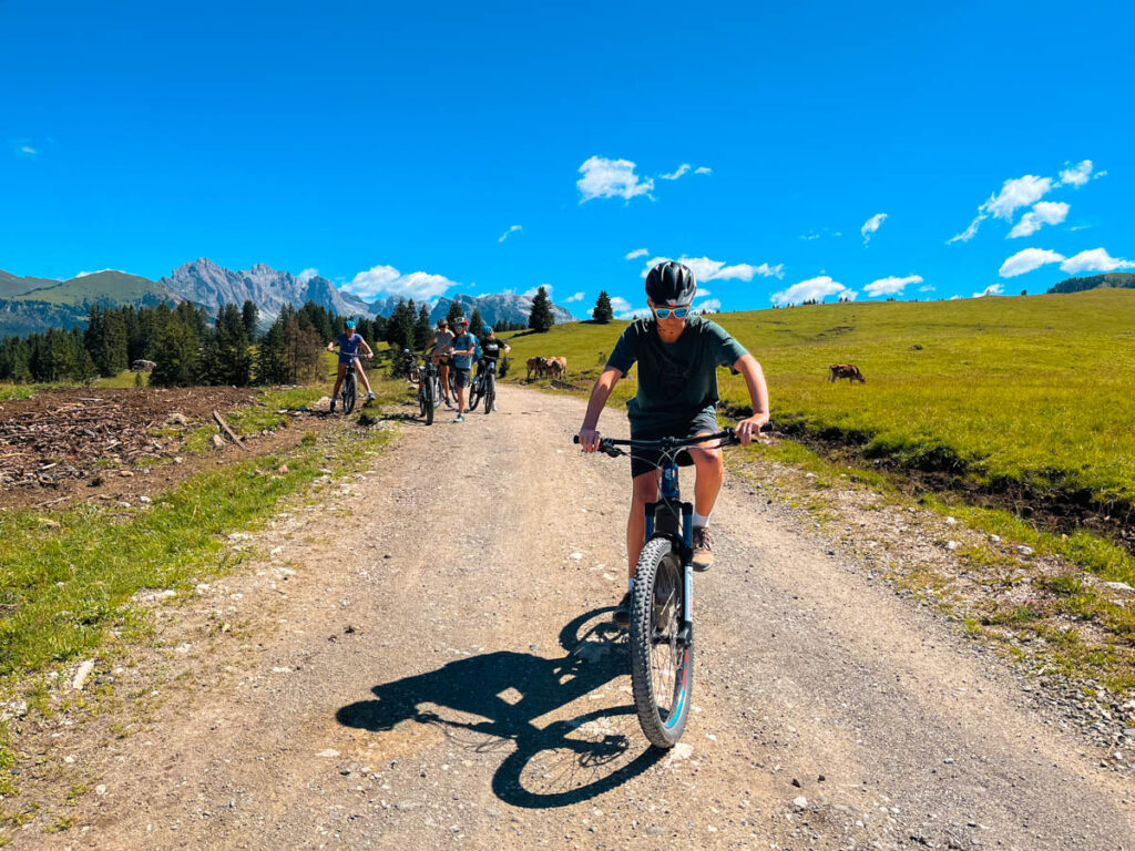 Cycling in the Dolomites above Selva di Val Gardena