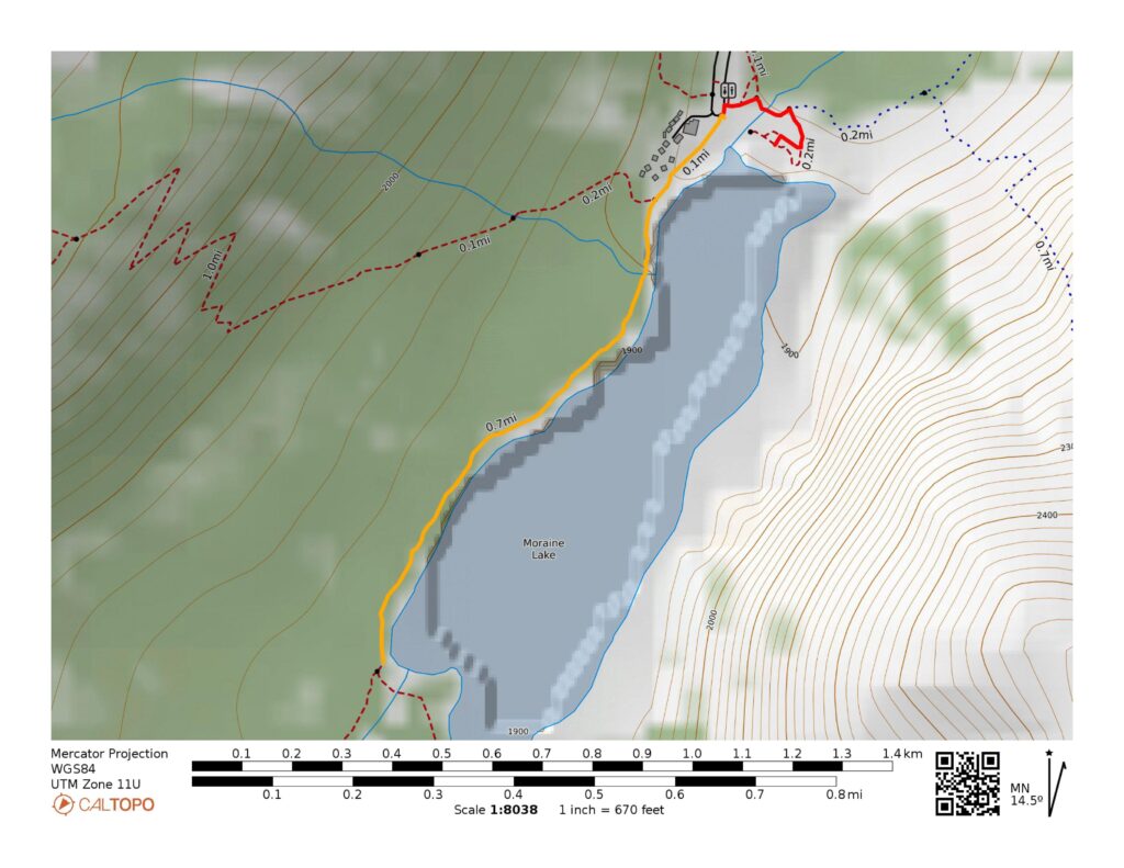 Rockpile and Moraine Lake Shoreline Trail Map