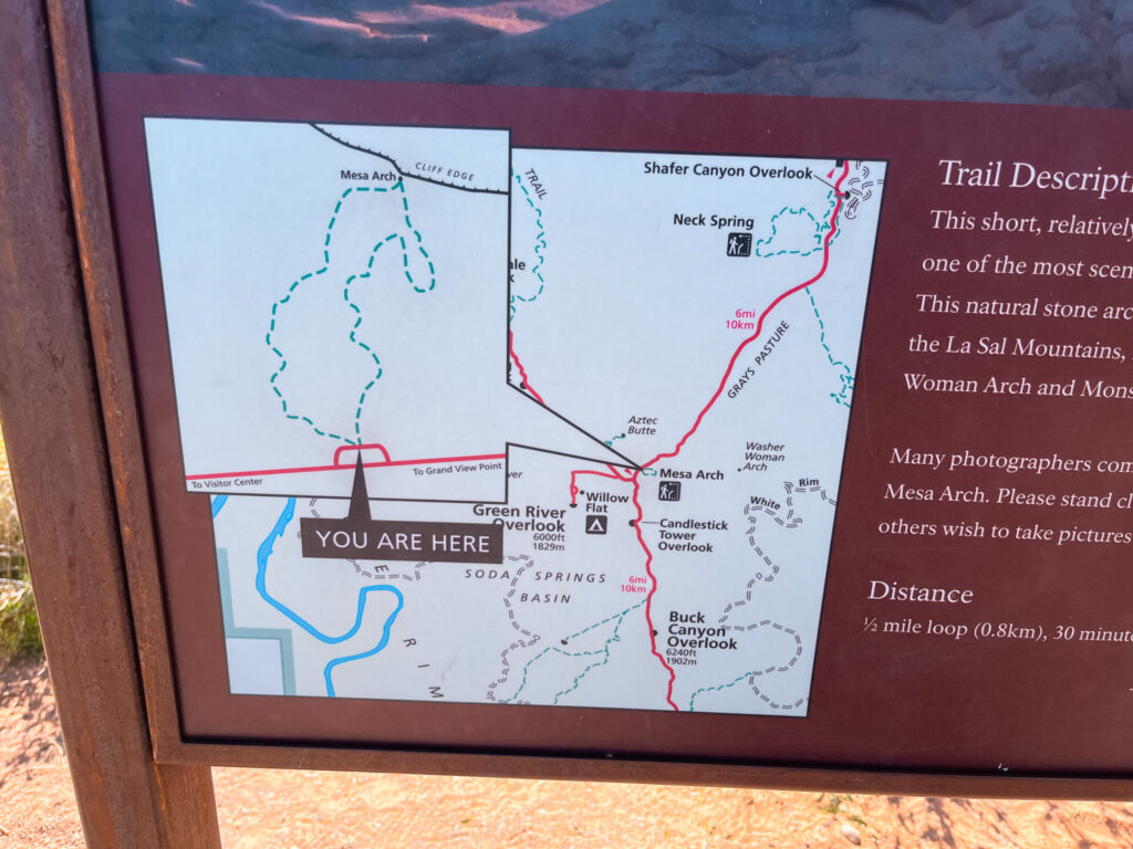 Map of Mesa Arch Trail, Canyonlands