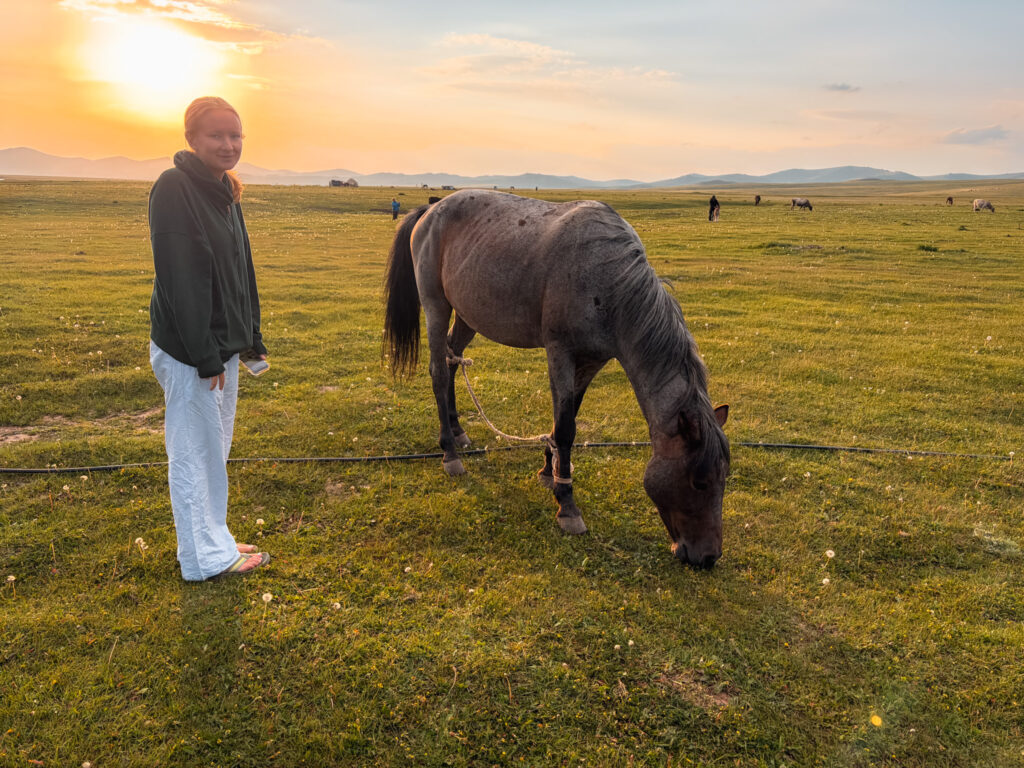 Sunset at the Song Kul Lake