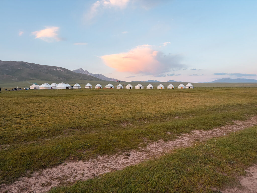 Song Kul Lake: View from our Yurt Rima Yurt Camp