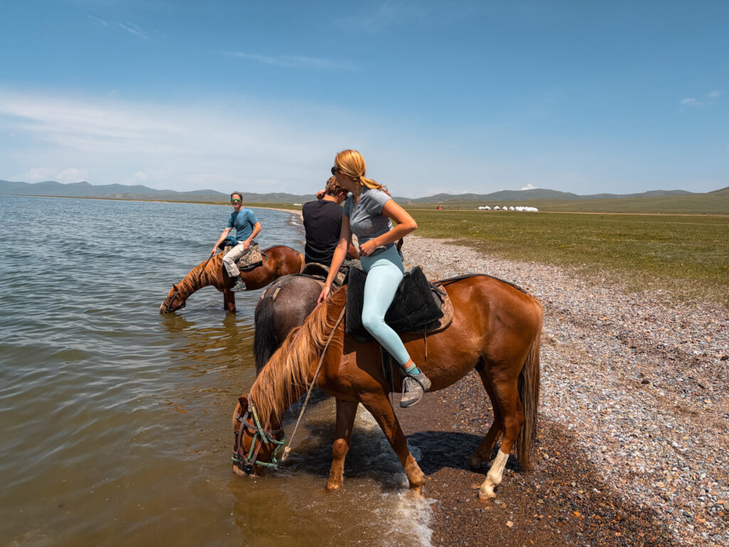 Horseback riding at Song Kul Lake