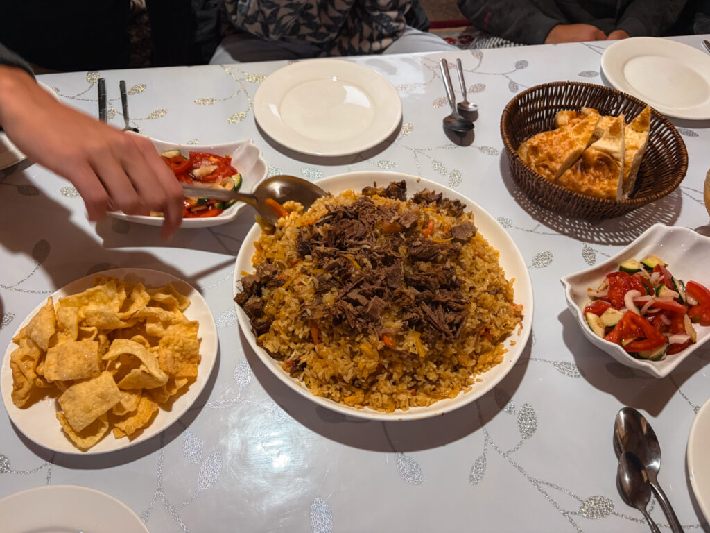 Typical yurt meal in Kyrgystan