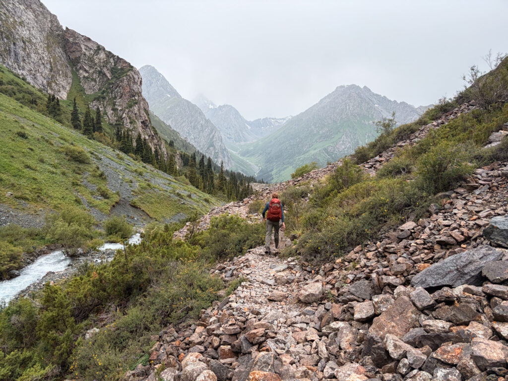 Hiking up to Ala Kul Lake