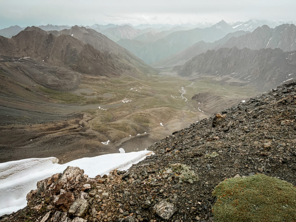 Snow on the Ala Kul Trek 