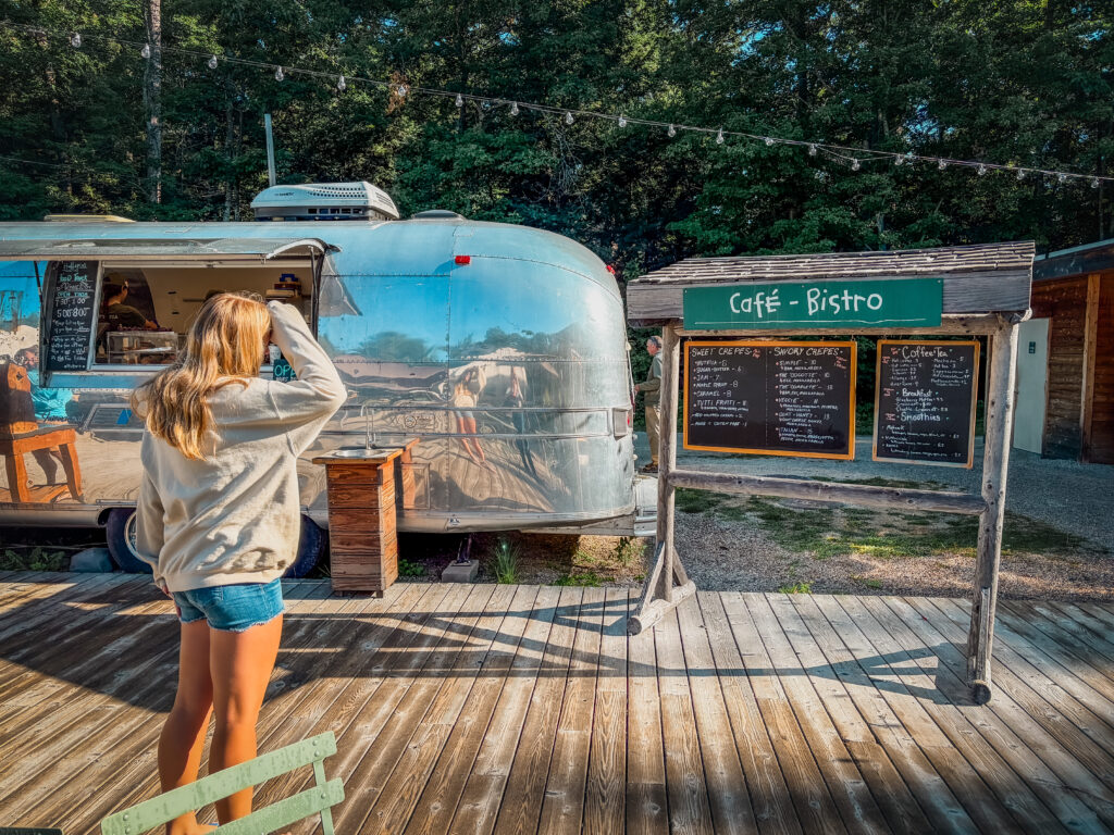 Glamping in the White Mountains: A Family Stay at Huttopia: Picking out breakfast at the Huttopia food truck