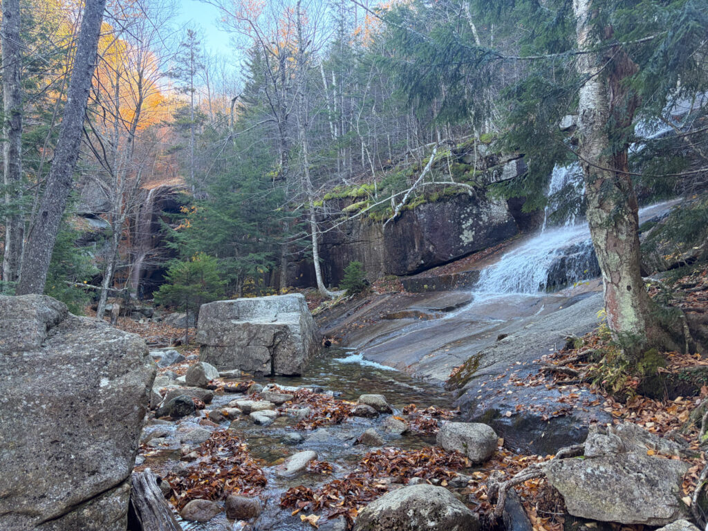 How to Hike Middle Sister: Champney Falls (with Pitcher Falls in the background)