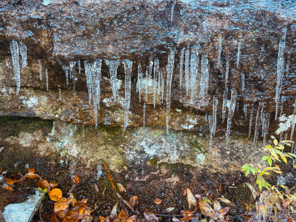 Ice on the trail in Oct.